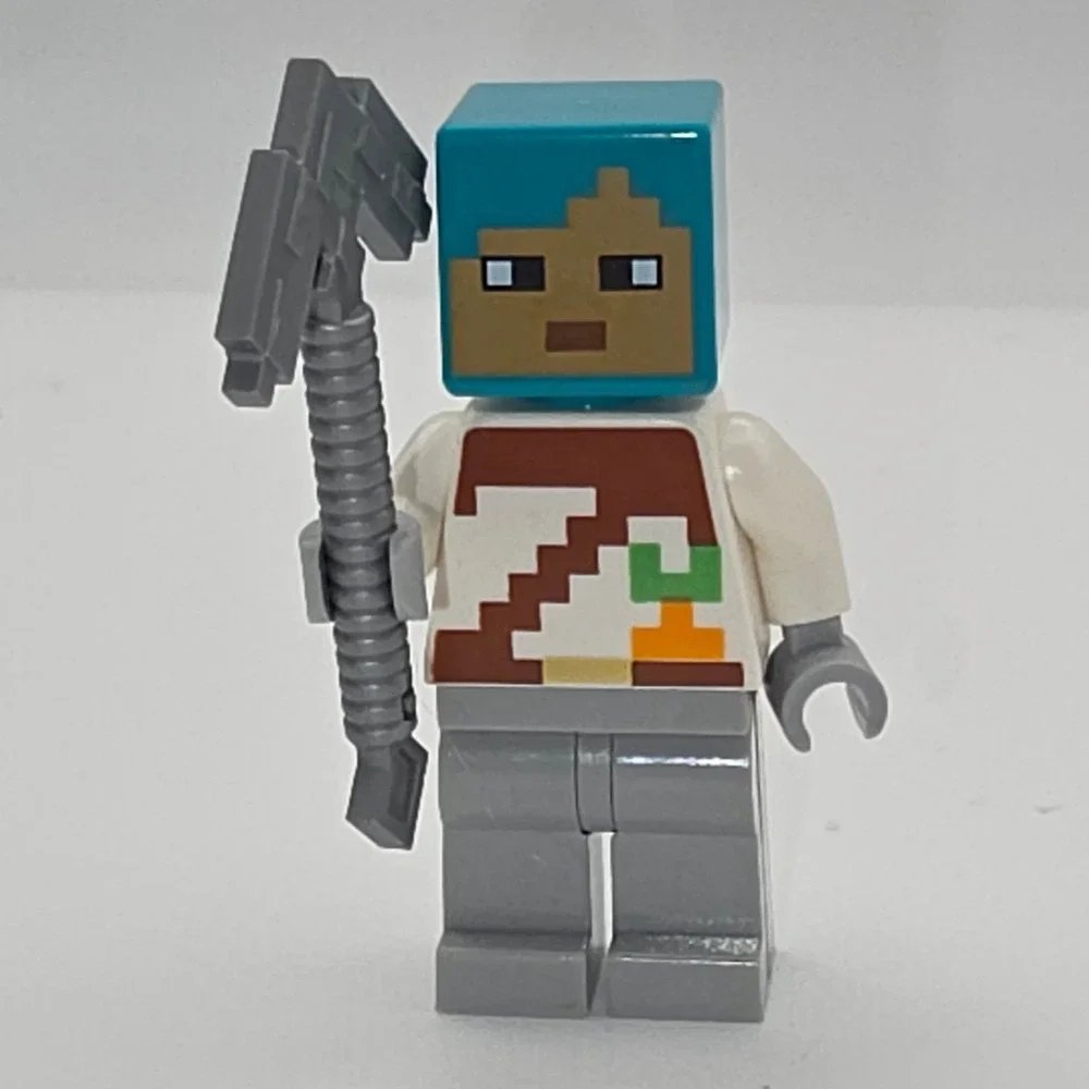 LEGO Minecraft Tamer Minifigure Teal/Gray Excellent MiniFig Toy Good Condition